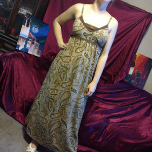French Laundry Olive Paisley Maxi Sundress Med